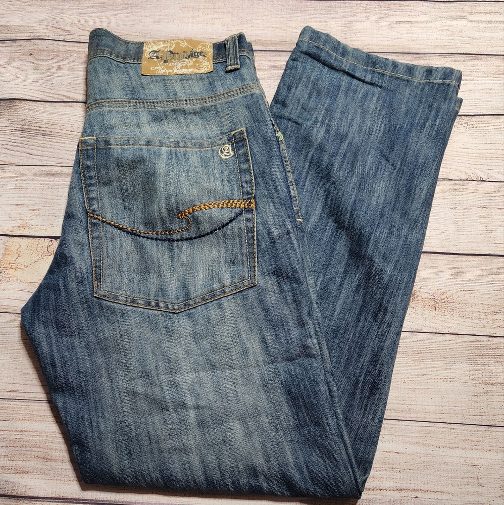 A. Prodigee Medium Wash Straight Leg Jeans Front Wiskering Size 32 x 30